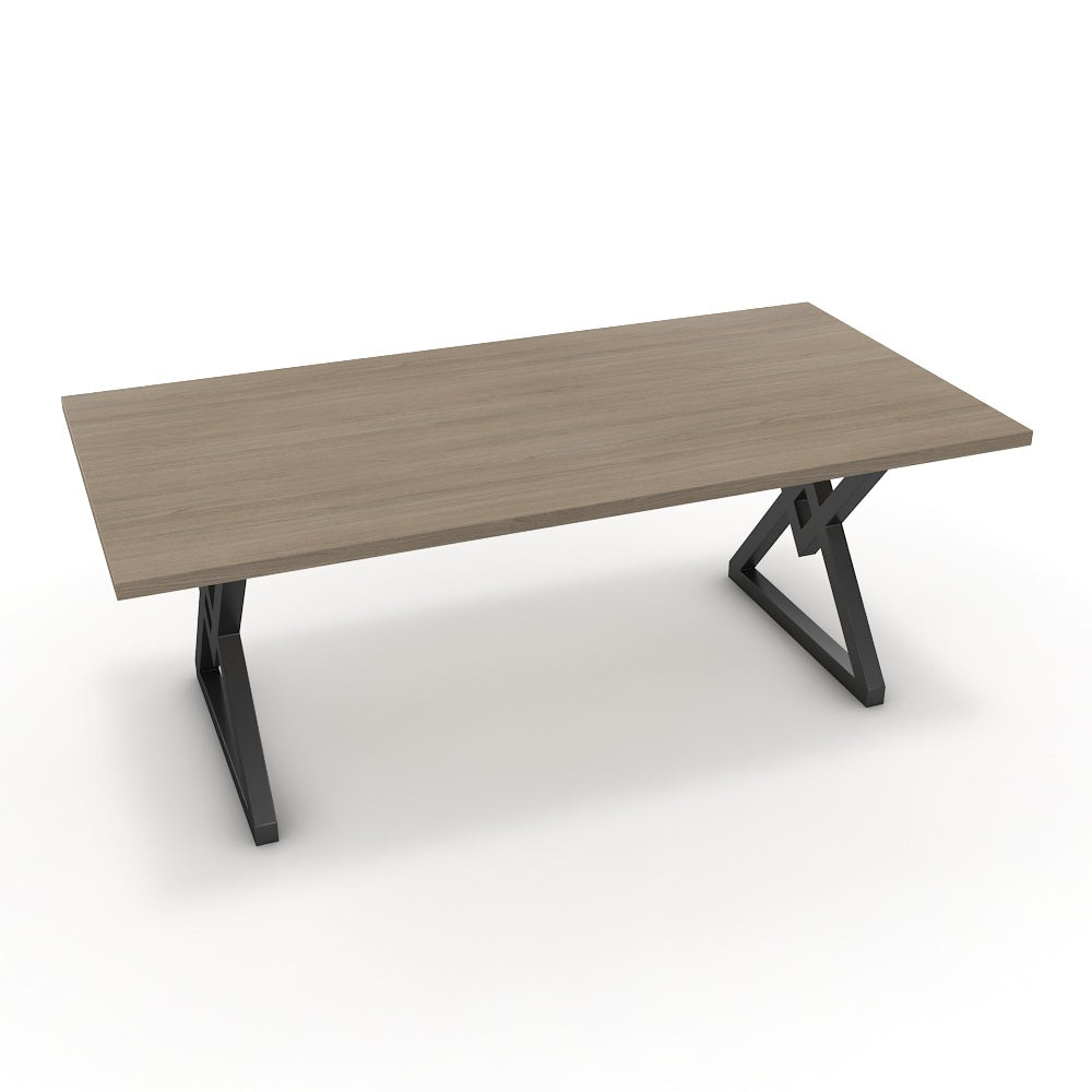 Étkezőasztal - Uttama fekete lábbal - Szürke Vicenza tölgy, méret: 200x100