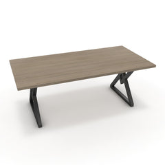 Étkezőasztal - Uttama fekete lábbal - Szürke Vicenza tölgy, méret: 200x100