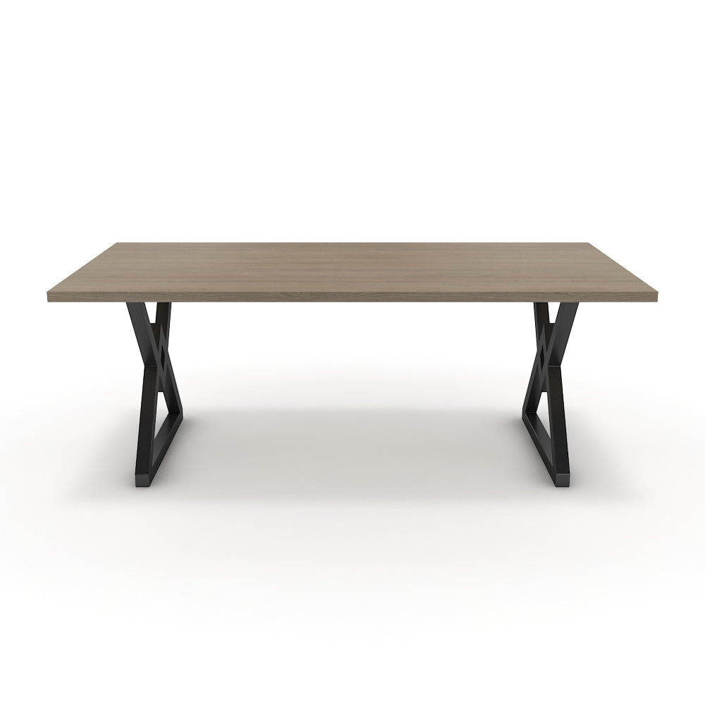 Étkezőasztal - Uttama fekete lábbal - Szürke Vicenza tölgy, méret: 200x100