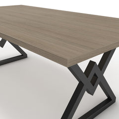 Étkezőasztal - Uttama fekete lábbal - Szürke Vicenza tölgy, méret: 200x100