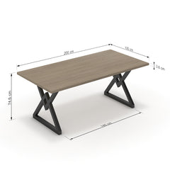 Étkezőasztal - Uttama fekete lábbal - Szürke Vicenza tölgy, méret: 200x100