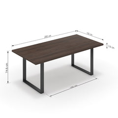 Étkezőasztal - Antara fekete lábbal - Sötét rauna szil, méret: 200x100