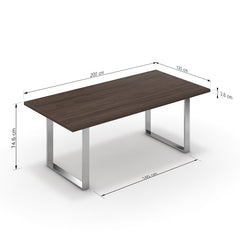 Étkezőasztal - Antara króm lábbal - Sötét rauna szil, méret: 200x100