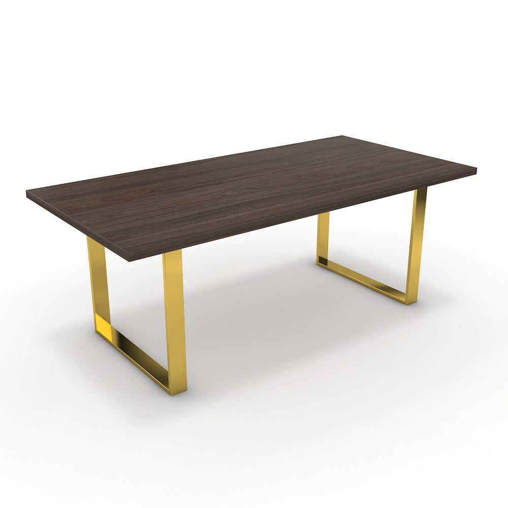 Étkezőasztal - Antara arany lábbal - Sötét rauna szil, méret: 200x100
