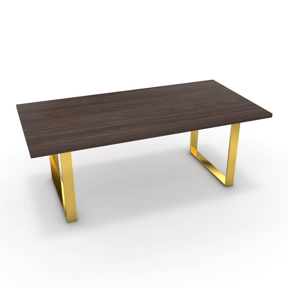 Étkezőasztal - Antara arany lábbal - Sötét rauna szil, méret: 200x100
