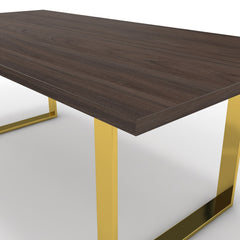 Étkezőasztal - Antara arany lábbal - Sötét rauna szil, méret: 200x100