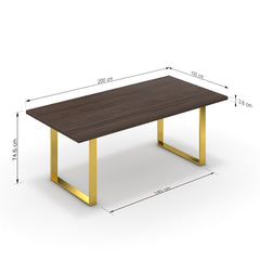 Étkezőasztal - Antara arany lábbal - Sötét rauna szil, méret: 200x100
