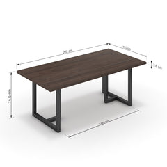 Étkezőasztal - Asara fekete lábbal - Sötét rauna szil, méret: 200x100