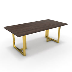 Étkezőasztal - Asara arany lábbal - Sötét rauna szil, méret: 200x100