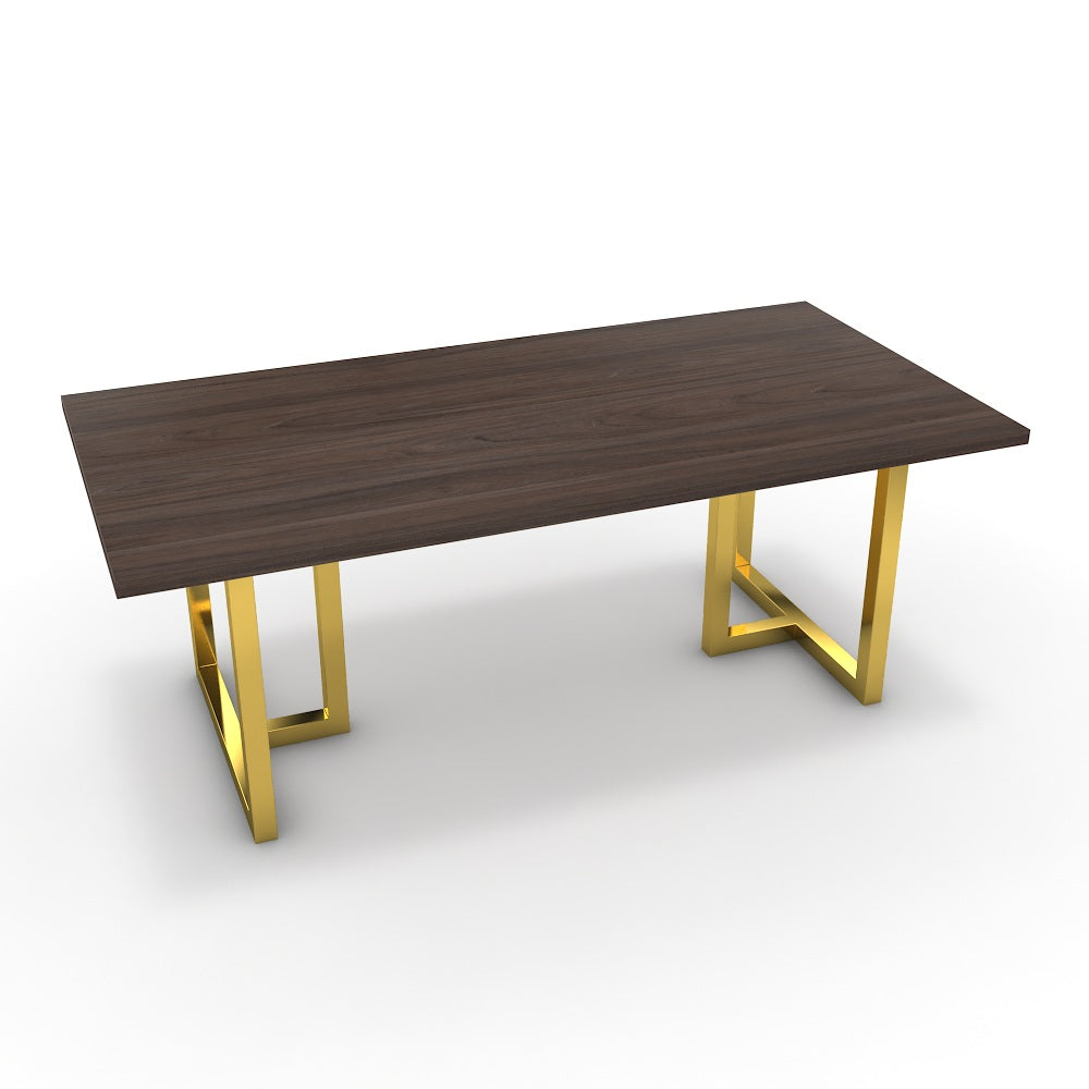 Étkezőasztal - Asara arany lábbal - Sötét rauna szil, méret: 200x100