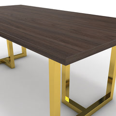 Étkezőasztal - Asara arany lábbal - Sötét rauna szil, méret: 200x100