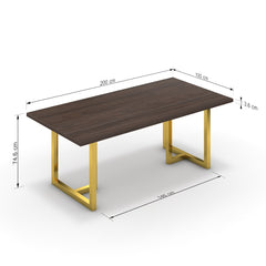 Étkezőasztal - Asara arany lábbal - Sötét rauna szil, méret: 200x100