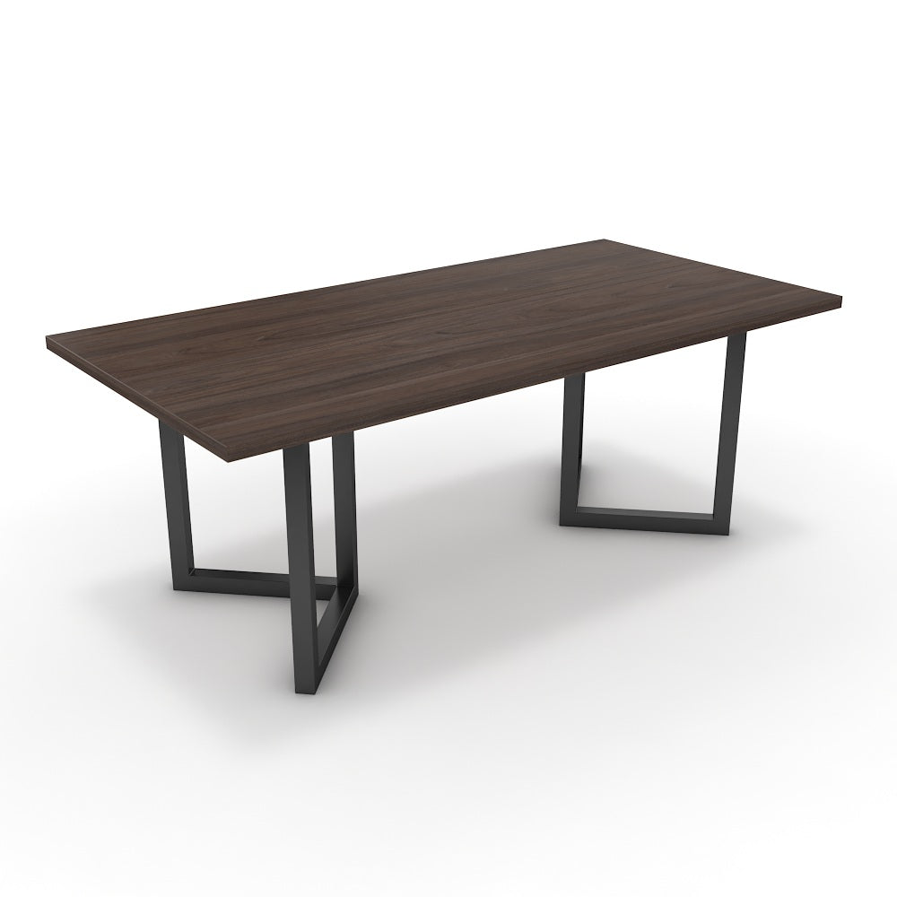 Étkezőasztal - Indra fekete lábbal - Sötét rauna szil, méret: 200x100