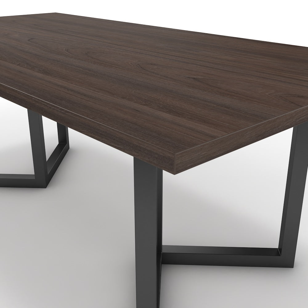 Étkezőasztal - Indra fekete lábbal - Sötét rauna szil, méret: 200x100