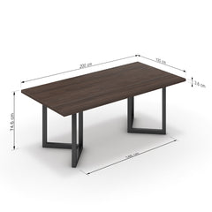 Étkezőasztal - Indra fekete lábbal - Sötét rauna szil, méret: 200x100