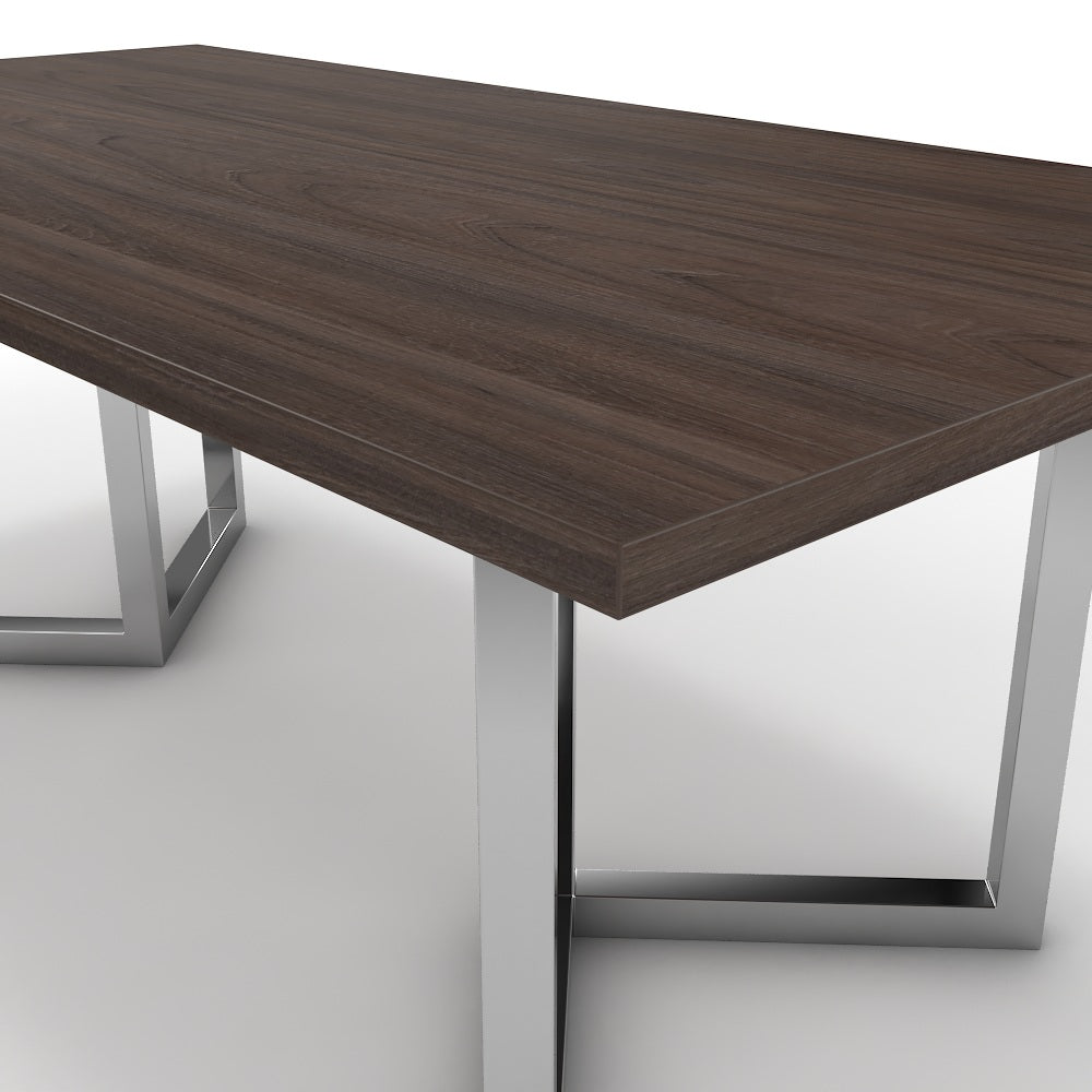 Étkezőasztal - Indra króm lábbal - Sötét rauna szil, méret: 200x100