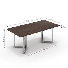 Étkezőasztal - Indra króm lábbal - Sötét rauna szil, méret: 200x100