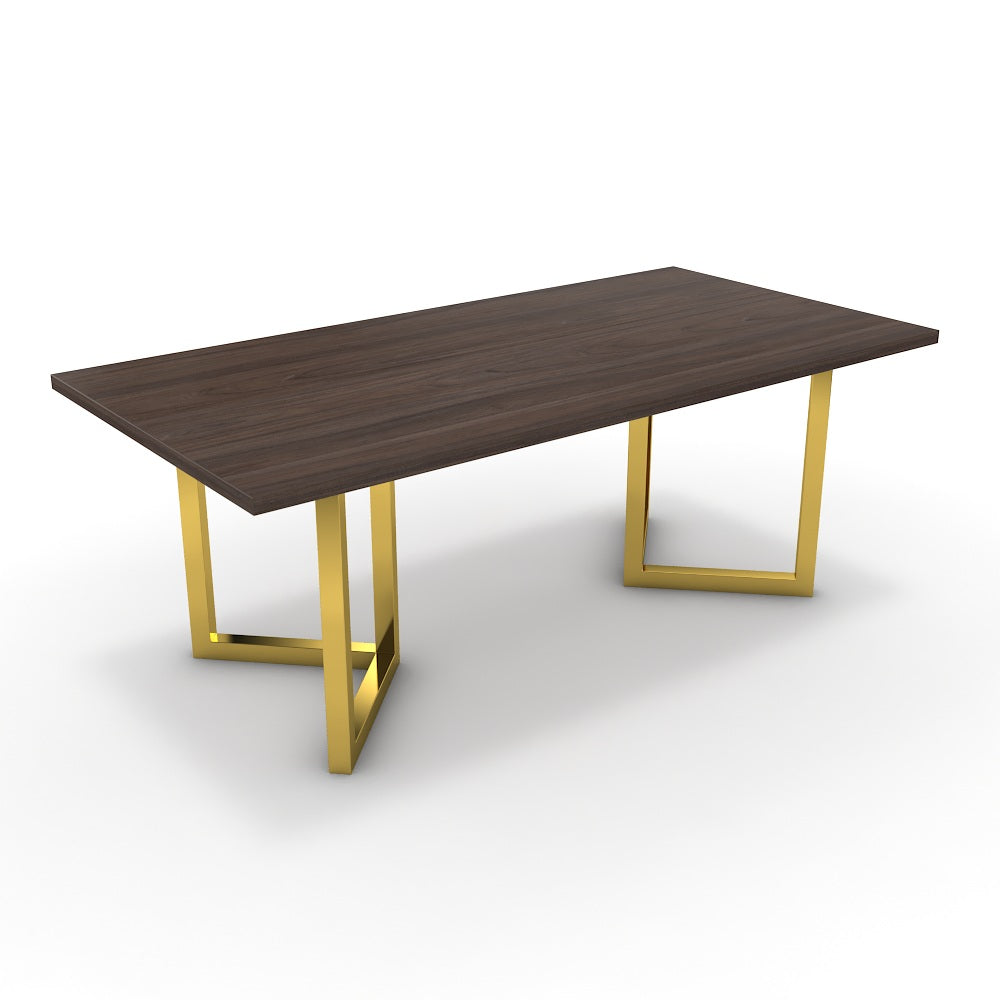 Étkezőasztal - Indra arany lábbal - Sötét rauna szil, méret: 200x100