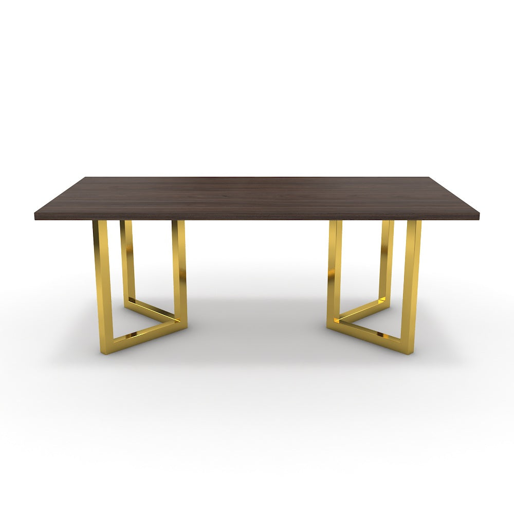 Étkezőasztal - Indra arany lábbal - Sötét rauna szil, méret: 200x100