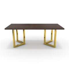 Étkezőasztal - Indra arany lábbal - Sötét rauna szil, méret: 200x100