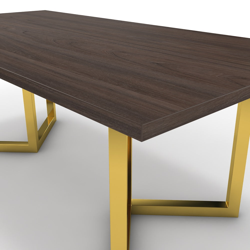 Étkezőasztal - Indra arany lábbal - Sötét rauna szil, méret: 200x100