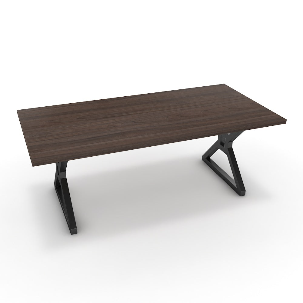 Étkezőasztal - Mandira fekete lábbal - Sötét rauna szil, méret: 200x100