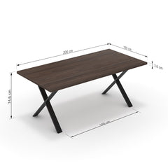 Étkezőasztal - Préma fekete lábbal - Sötét rauna szil, méret: 200x100