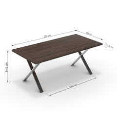 Étkezőasztal - Préma króm lábbal - Sötét rauna szil, méret: 200x100