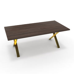 Étkezőasztal - Préma arany lábbal - Sötét rauna szil, méret: 200x100