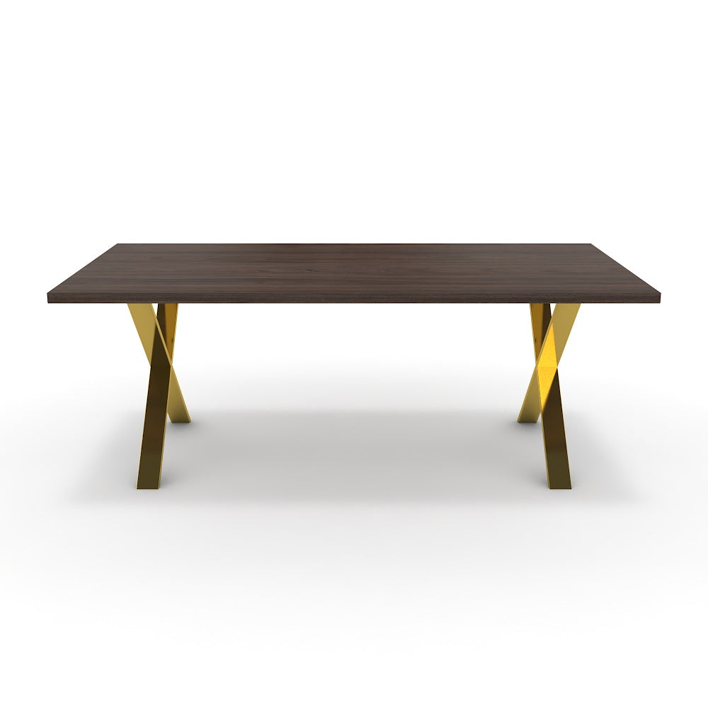 Étkezőasztal - Préma arany lábbal - Sötét rauna szil, méret: 200x100