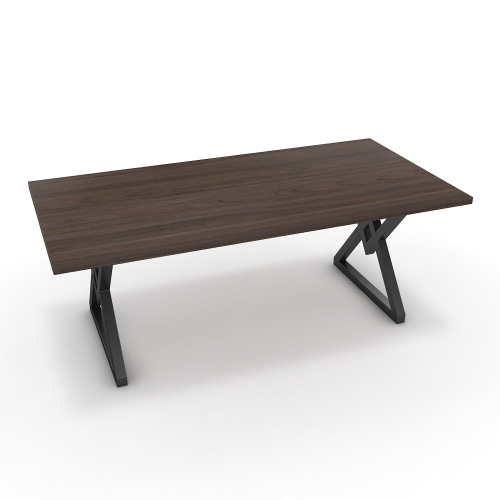 Étkezőasztal - Uttama fekete lábbal - Sötét rauna szil, méret: 200x100