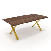 Étkezőasztal - Préma festett arany lábbal - Barna sonoma tölgy, méret: 200x100