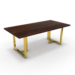 Étkezőasztal - Asara arany lábbal - Mogyoró, méret: 200x100