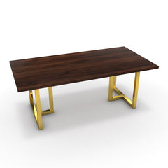 Étkezőasztal - Asara arany lábbal - Mogyoró, méret: 200x100