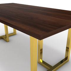 Étkezőasztal - Asara arany lábbal - Mogyoró, méret: 200x100