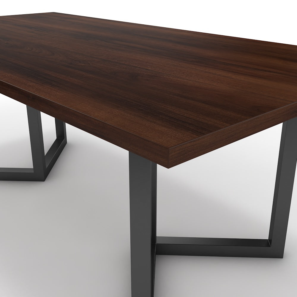 Étkezőasztal - Indra fekete lábbal - Mogyoró, méret: 200x100