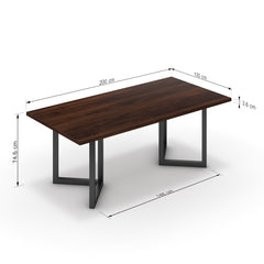 Étkezőasztal - Indra fekete lábbal - Mogyoró, méret: 200x100
