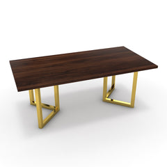 Étkezőasztal - Indra arany lábbal - Mogyoró, méret: 200x100