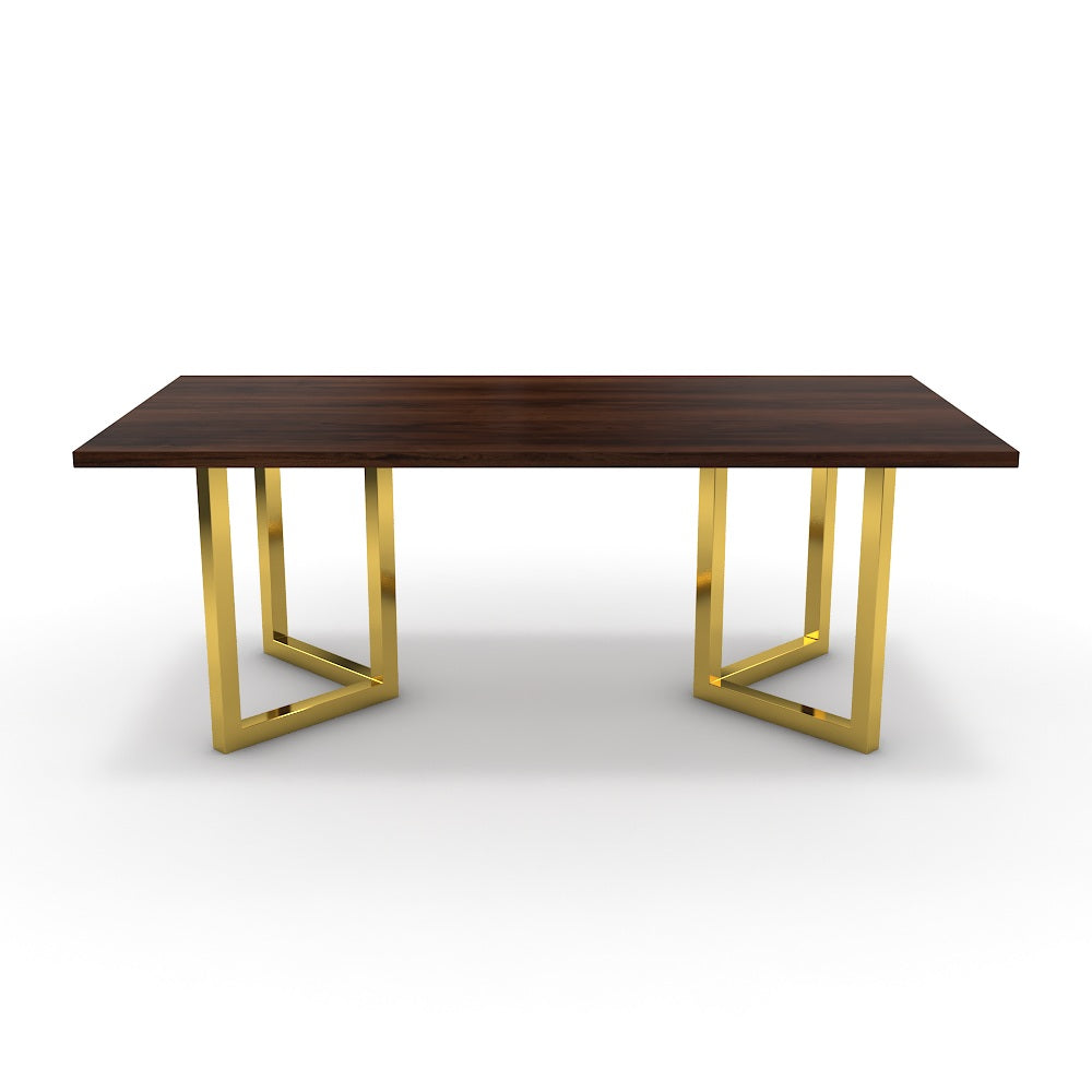 Étkezőasztal - Indra arany lábbal - Mogyoró, méret: 200x100