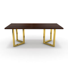 Étkezőasztal - Indra arany lábbal - Mogyoró, méret: 200x100