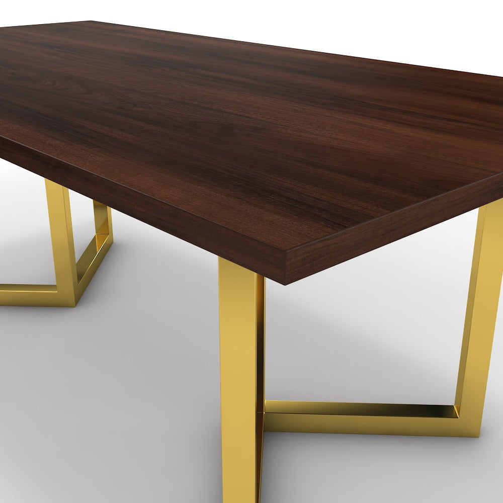 Étkezőasztal - Indra arany lábbal - Mogyoró, méret: 200x100