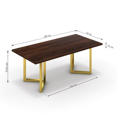 Étkezőasztal - Indra arany lábbal - Mogyoró, méret: 200x100