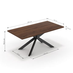 Étkezőasztal - Jama fekete lábbal - Mogyoró, méret: 200x100