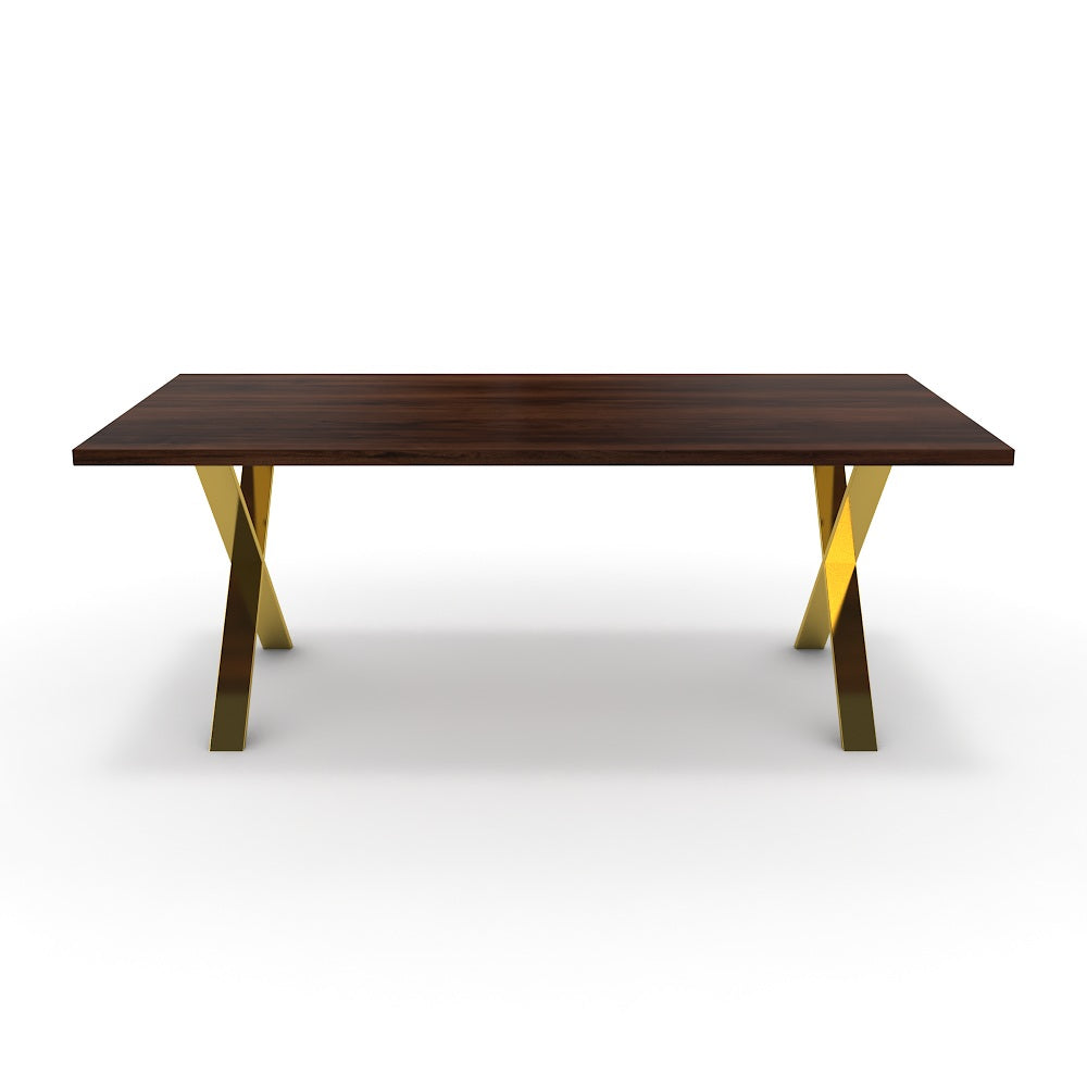 Étkezőasztal - Préma arany lábbal - Mogyoró, méret: 200x100