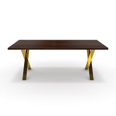 Étkezőasztal - Préma arany lábbal - Mogyoró, méret: 200x100