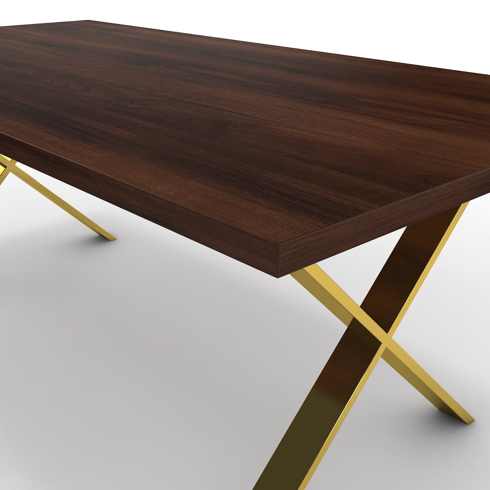 Étkezőasztal - Préma arany lábbal - Mogyoró, méret: 200x100