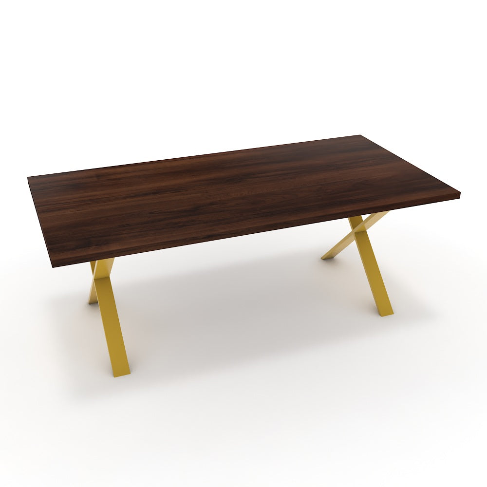 Étkezőasztal - Préma festett arany lábbal - Mogyoró, méret: 200x100