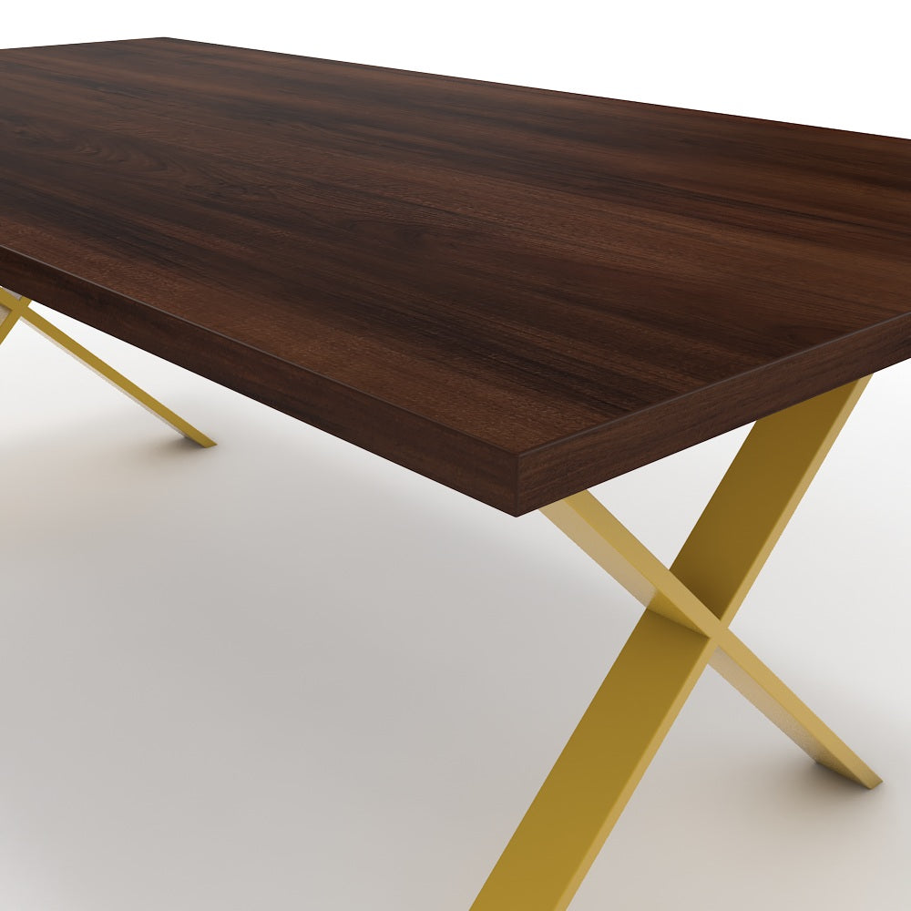 Étkezőasztal - Préma festett arany lábbal - Mogyoró, méret: 200x100