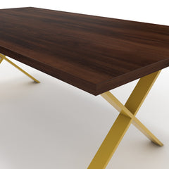 Étkezőasztal - Préma festett arany lábbal - Mogyoró, méret: 200x100