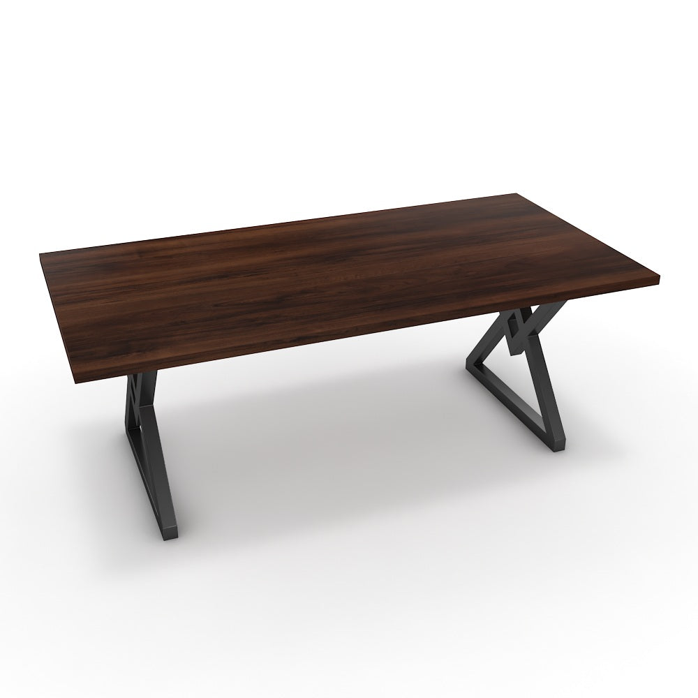 Étkezőasztal - Uttama fekete lábbal - Mogyoró, méret: 200x100